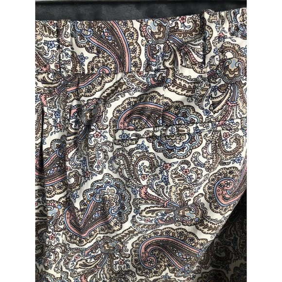 Talbots The Perfect Crop Women's Beige Multi Paisley Cotton Stretch Pants SZ-22 - Picture 13 of 16